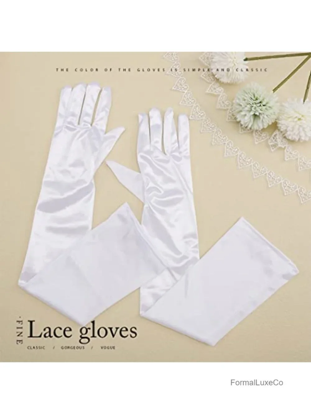 Satin Opera Gloves Elbow Length Stretchy Wedding Bride Gloves